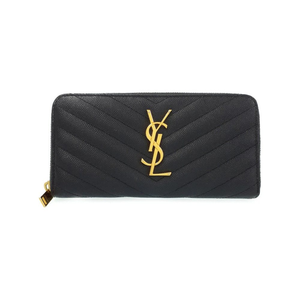 SAINT LAURENT Paris Monogram Full Zip Wallet Round Long